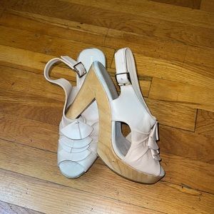 Loeffler Randall Leather Peep Toe Heels, size 10